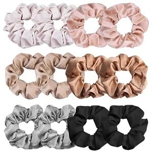 IVARYSS Neutral Scrunchies for Women, Premium Satin Softer than Silk, Solid Elas